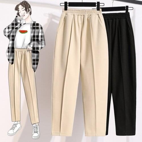 Black Cloth Plus Large Size Oversize Korean Vintage Autumn WomenS Clothing High Waist Trousers Fashion Pants For Girls
