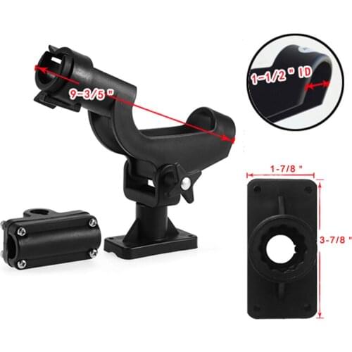 Fishing Rod Holder for Boat Ship, Adjustable 360 Degree Pole Rack Support with 2 Mounts, Black