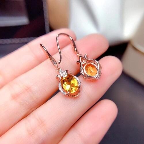 Elegant Birthday Gift New Trendy Citrine Earring 925 Sterling Silver Fahshion 100% Natural and Real Citrine Earring