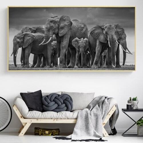 African Elephant Herd Modern Animals Canvas Paintings Posters and Prints Wall Art Picture for Living Room Home Decoration