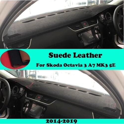 For Skoda Octavia 3 A7 MK3 5E 2014 2015-2019 Suede Leather Dashmat Dashboard Cover Pad Dash Mat Carpet Car-Styling Accessories