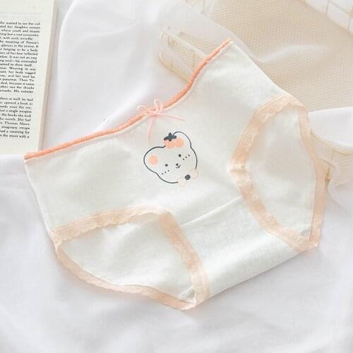 Cute Bear Soft Skin-Friendly Summer Girl Sery Cotton Underwear Comfortable Mid Waist Bow Strawberry Fashion Womens Panties A16