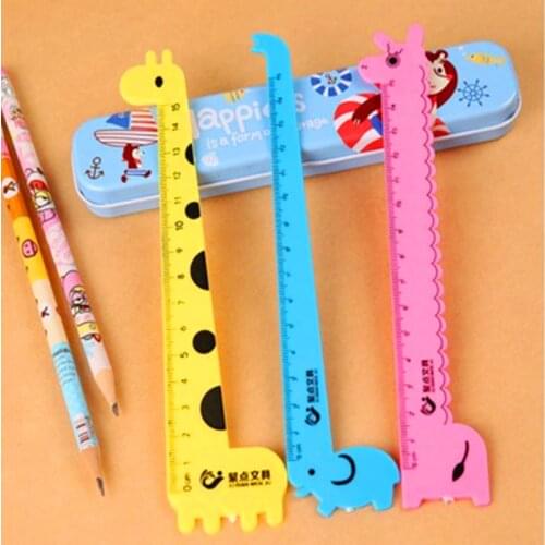 1 pcs creative giraffe Artist Cute Cartoon Animal Rulers For child Kid Plastic Straight Ruler student Stationery school supplies