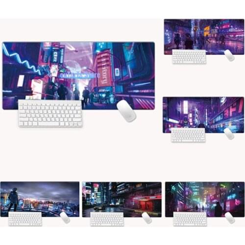 Cute Mouse Pad Gaming Desk Pad City Pattern Laptop Mouse Mat Kawaii Large Gamer Desk Mats for Office Computer Keyboard Deskpad