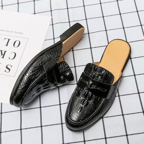 Fashion Leather Shoes Mens Moccasins Men Fashion Slippers Stylish Shoes For House Italian Leather Casual Indoor Black Mens