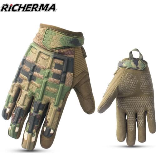 Richerma Motorcycle Gloves Camouflage Full Finger Protective Non-Slip Military Tactical Gloves Women Men Sports Work Gloves
