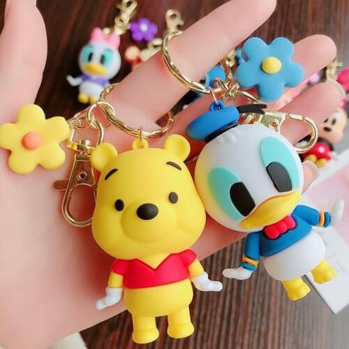 Disney Cartoon Creative Action & Toy Figures Cute Doll Mickey Minnie mouse Donald Duck Keychain Bag Pendant Small Gifts