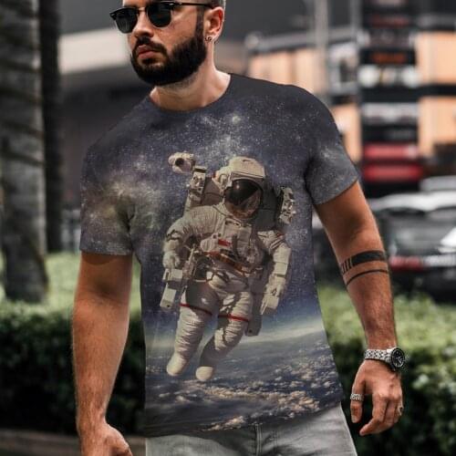Fashion Casual Short Sleeve O-neck Mens T-shirt Astronaut Space Exploration Star Lovers T-shirt Size Xxs-6xl