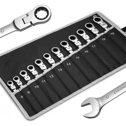 Flexible Ratcheting Combination Wrench Set,Key Wrench Ratchet Spanner Metric Hand Tool Sets,Car Repair Tools with Carrying Bag