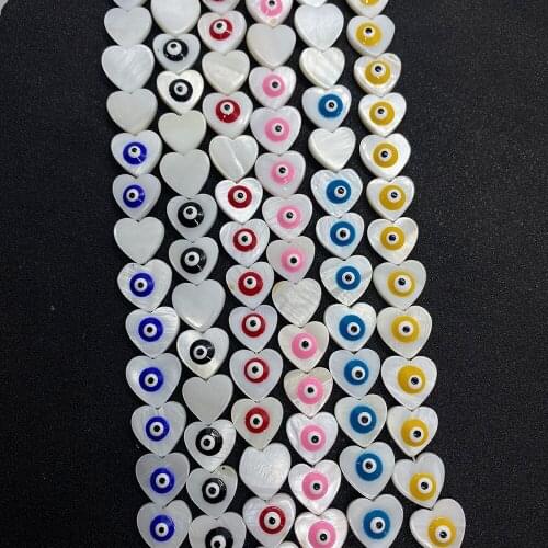 Natural Freshwater Shell Beads Heart-shaped Colorful Beads Jewelry Making Supplies Devils Eye Charm Bracelet Necklace Beads