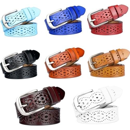 New womens belt clothing accessories pin buckle belt leather casual wild hollow belt simple fashion personality wild female