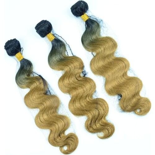 Adorable Premium Synthetic Hair Bundles 100g,Exactly Color T1b27 Body Wave Double Weft Heat Resistant Fiber Hair Weave 20 Inch