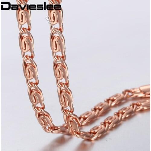Davieslee White Yellow Rose Gold Filled Necklace Mens Womens Chain Snail Link Wholesale Fashion Jewelry Gift 4.5mm LGN216
