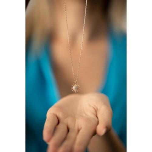925 Sterling Silver Necklace Jewelry Silver Sun Model Rose Plated Silver Italian Necklace fashion women girl wedding gift