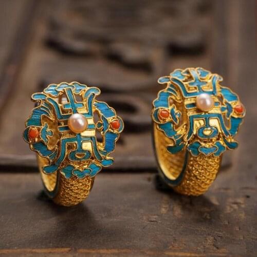 Original designer unique ancient gold craftsmanship Chinese retro palace style Forbidden City luxury womens silver jewelry