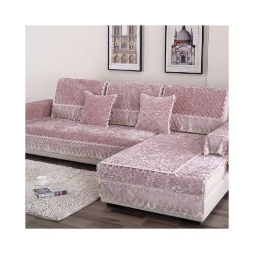 New gold velvet skirt sofa cushion, quilted fabric non-slip sofa cushion towel cover