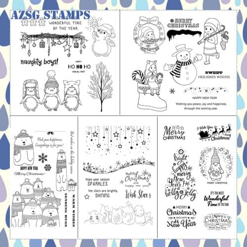 AZSG Christams Cute Animals Clear Stamps NEW 2020 For DIY Scrapbooking/Card Making/Album Decorative Silicone Stamp Crafts