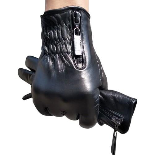 Carttigercat Mens Luxury Genuine Lambskin Leather Cashmere Lined Gloves