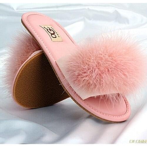 New women spring plush slippers 2020 ms flat bottom antiskid indoor all-around comfortable sandals outdoor leisure Womens