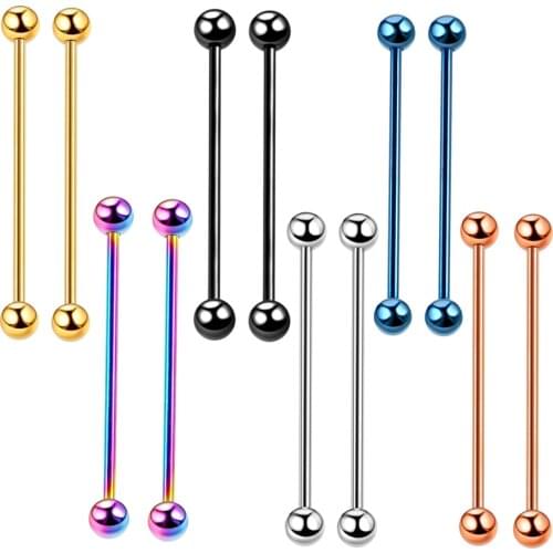 10pcs/lot Surgical Steel Ear Cartilage Piercing Industrial Barbell Earring Piercing Orelha Bar Barbell Earrings Body Jewelry 14G