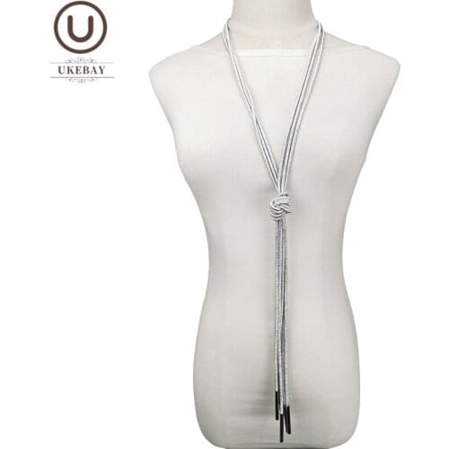 UKEBAY New Long Tassel Necklace Women Pendant Necklaces Gold Color Silver Color Sweater Chain Handmade Designer Luxury Jewellery