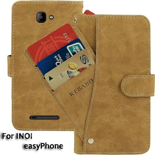 Vintage Leather Wallet INOI easyPhone Case 4.95" Flip Luxury Card Slots Cover Magnet Phone Protective Cases Bags