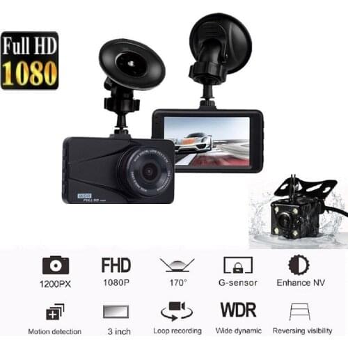 Driving Recorder 3 Inch High-definition Zinc Alloy Dual Recording Reversing Image Hidden Car Recorder 1080P Night Vision