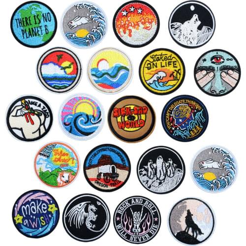 Rabbit Dragon Wolf DIY Cloth Iron-On Embroidered Badges Abstract Kids Patches For Clothes Stickers Sick Sad World