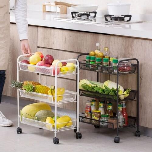 Iron removable storage rack floor 3-layer debris cosmetics organizer shelf stroller for kitchen living room bathroom mx10121408