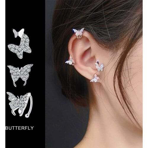 New Fashion Crystal butterfly shaped Earrings For Women Girls Rhinestone Animal Stud Ear Jewelry Birthday Gifts