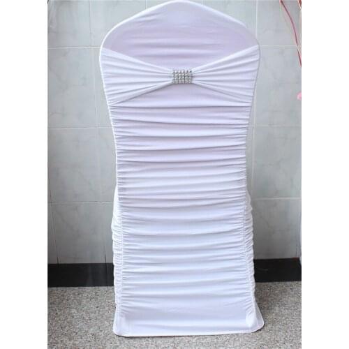 1/2---100PCS Ruffled Lycra/Spandex Chair Covers With Band And Silver Yong An Mesh Buckle For Wedding Events&Party Decoration