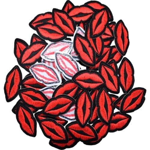 10pcs Small mouth patch embroidery Iron On lip patches for clothing stickers fabric sewing garments accessories