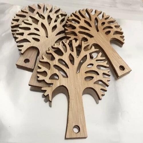 10pcs laser cut unfinished wood tree shape 6*4.5cm