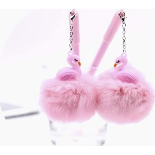 20 Pcs/set Gel Pens Cartoon Hair Pendant Flamingos Kawaii Gift Gel-ink Pens For Writing Cute Stationery Office School Supplies