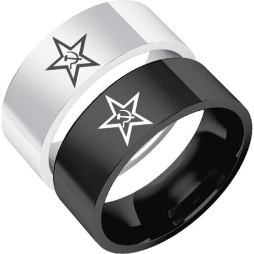 2021 Trend Rings for Man Fashion Jewelry USSR Soviet Sickle Hammer Ring Woman Stainless Steel Rings Vintage Holiday Gift Accesso