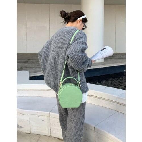 2021 New Design Fashion Small Circular Bag Exquisite Female Leather Crossbody Bag For Woman