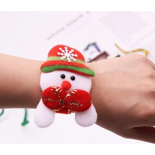 3PC Chrismas Patted Circle Christmas Bracelet Gifts New Year Party Childrens Toys Santa Wrist Clap Circle Snowman Elk Snap Ring
