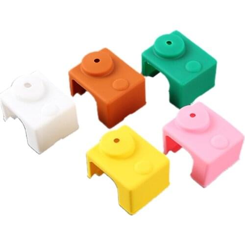 3D Printer Heater Block Silicone Socks Cover for E3D V6 Extruder Hotend Silicone Block High Temperature Sleeve 5Pcs