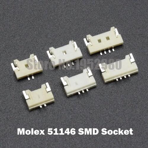 50PCS 1.25mm Pitch Connector with Buckle MOLEX 51146 SMT Horizontal Type Socket 2/3/4/5/6/7/8/9/10/11/12P