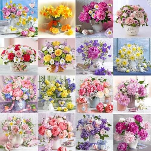 5D DIY Diamond Painting Kit Flower Full Round Drill Picture Of Rhinestones Diamond Embroidery Moasic Paint With Diamonds