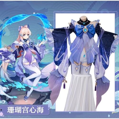 Anime Genshin Impact Kokomi Game Dress Lolita Sangonomiya Kimono Gorgeous Outfit Cosplay Costume Halloween Women Free Shipping