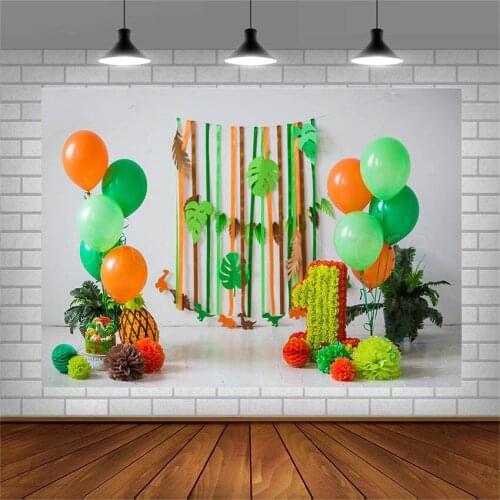 Avezano Photography Backgrounds 1st Birthday Party Celebration Tropical Style Pineapple Balloon Backdrops For Photo Studio Props