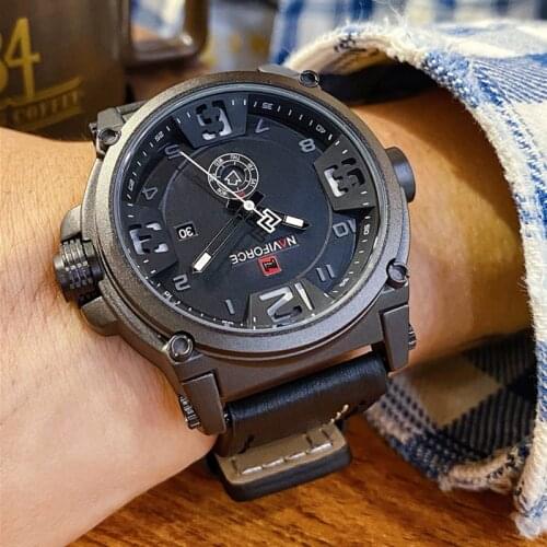 Top Brand Luxury NAVIFORCE Men Sports Watches Mens Army Military Leather Quartz Watch Male Waterproof Clock Relogio Masculino