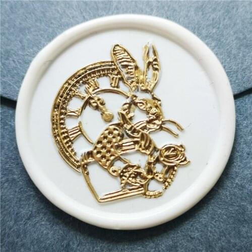 Clock Bunny Rabbit Wax Seal Stamp lacquer seal stamp for Envelope Alphabet sealing wax Stamps Wedding Invitation Copper Head