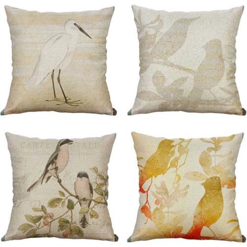 Printing Case Home Cotton Linen Cushion birdie Pillow New Sofa Car Decor Cover