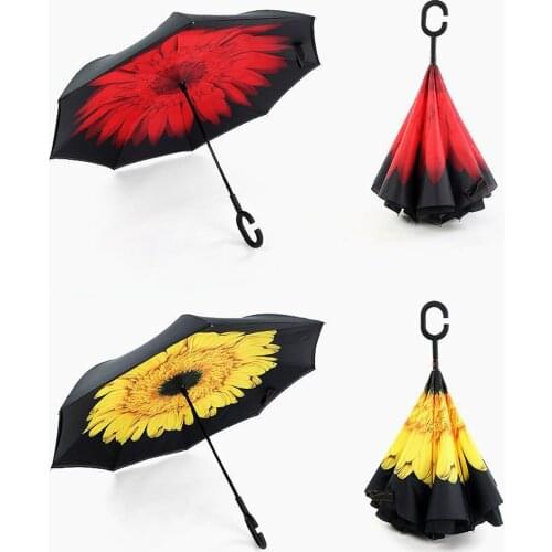 Double Layer Reverse Umbrella Rain Women Inverted Umbrella parasol Windproof Rain Car Inverted Umbrellas For Women Men