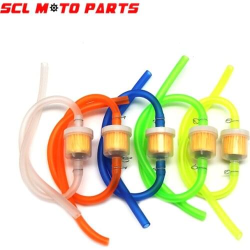ALconstar-Motorcycle 6mm Gas Fuel Filter Petrol Pipe 1M Fuel Pipe Tubing + 4 Clips Moto Scooter Dirt Bike 5 Colors