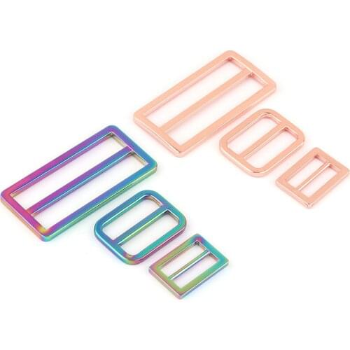 20-50mm rainbow Metal Adjuster Slide Rectangle Buckle,Bag Clasp Strap Buckle Purse Backpack Belt Buckle Handbag Webbing Hardware