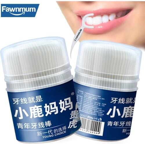 Fawnmum Interdental Brush 50Pcs/Set Oral Hygiene Teeth Cleaning Dental Floss Dentistry Tool Plastic Toothpicks Thread for Teeth