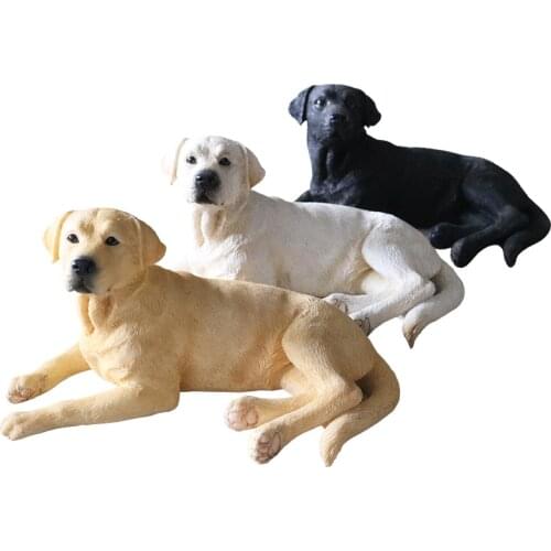 JJM Resin Labrador Retriever Loyal Dog Model Pet Figure Animal Car Decoration Toy Educational for Children Adults Kids Gift